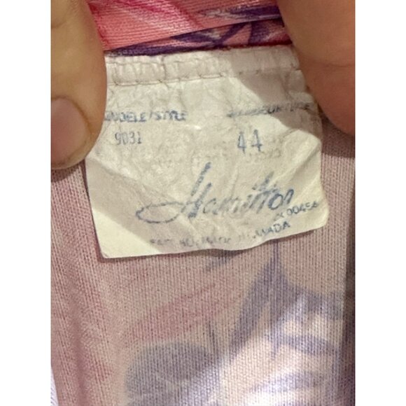 70s Lady Hamilton Muumuu Pink Floral Loungewear Short Flutter Sleeve - Picture 7 of 7